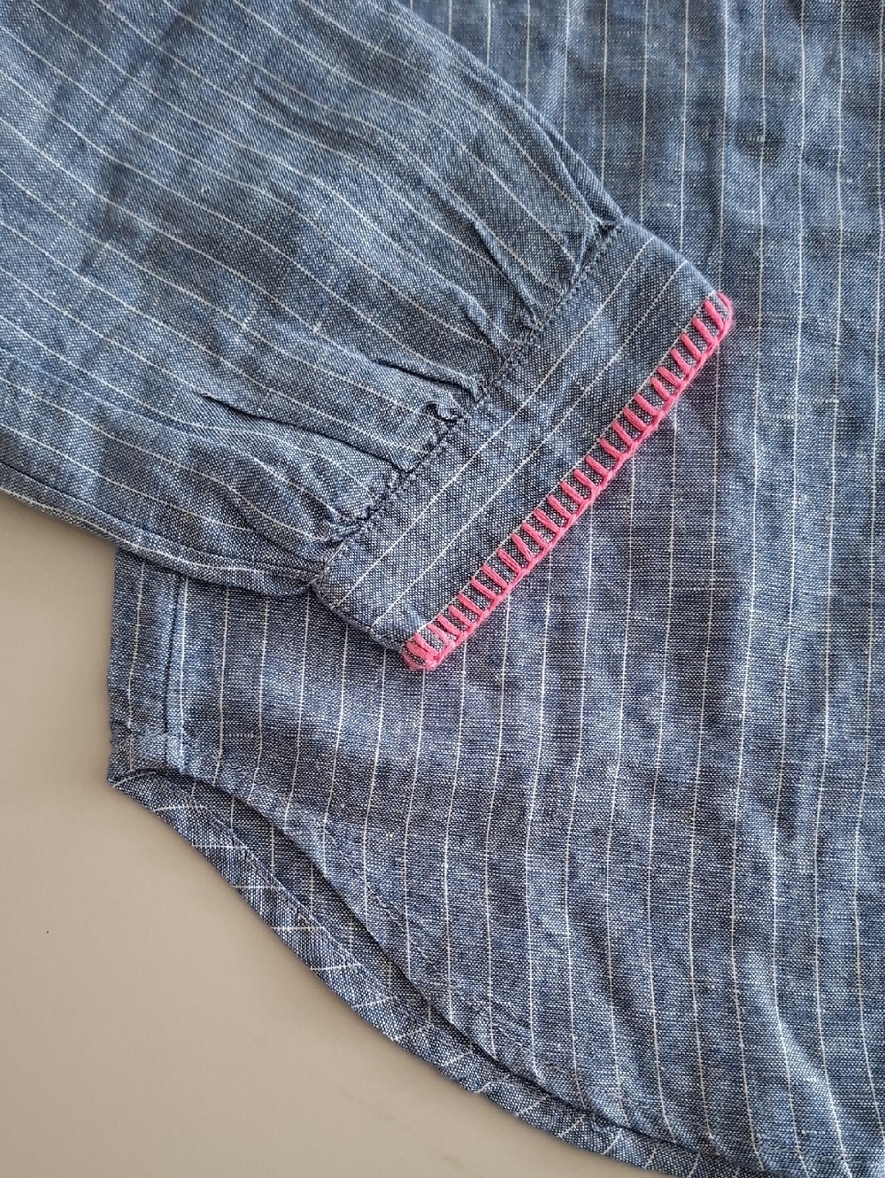 NWT Gap Blue & White Striped Linen Summer Tunic with Pink Accents (Size S) - Picture 4 of 6